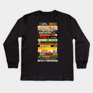 Classic Horror Books Stack Kids Long Sleeve T-Shirt